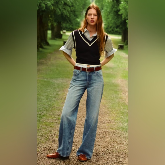 H&M Denim - H&M &Denim Ultra High Rise Wide Leg Baggy Fit Jeans, Size 8